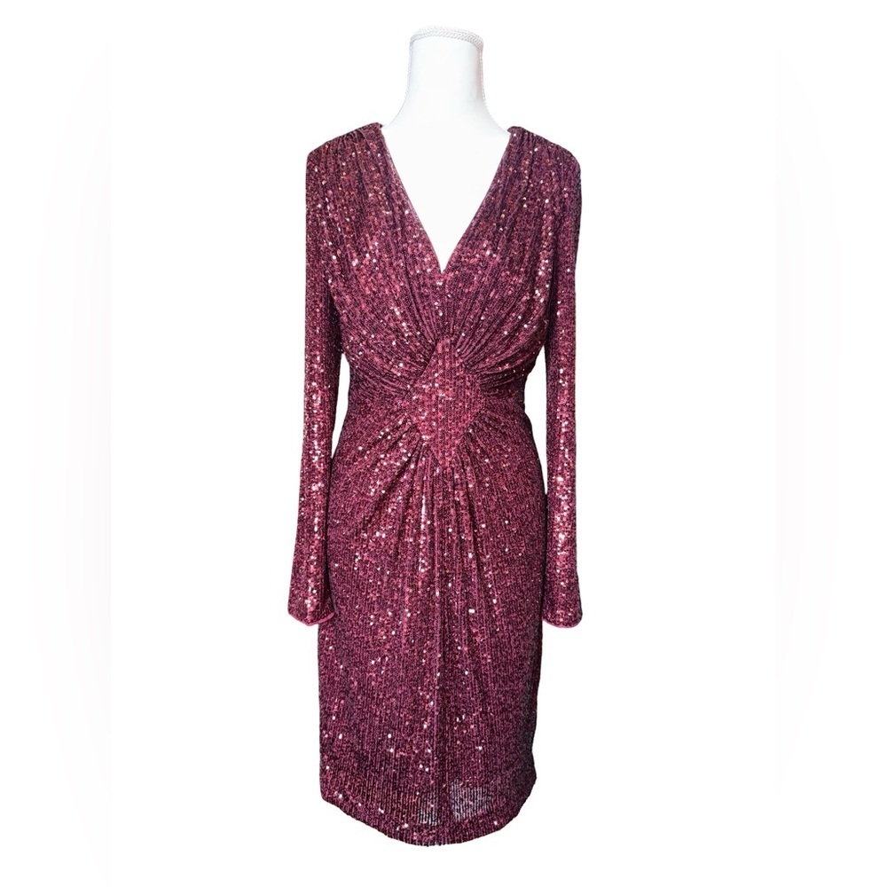Eliza J Maroon Sequin Cocktail Dress Size 6 NWT $178